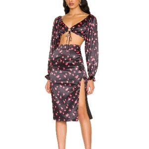 Floral Black and Pink Skirt Set